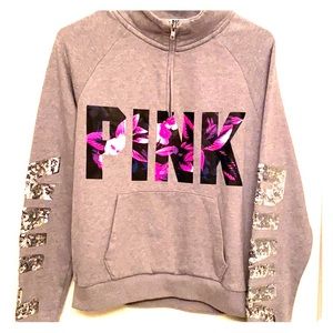 Pink floral sweater with sequin bling